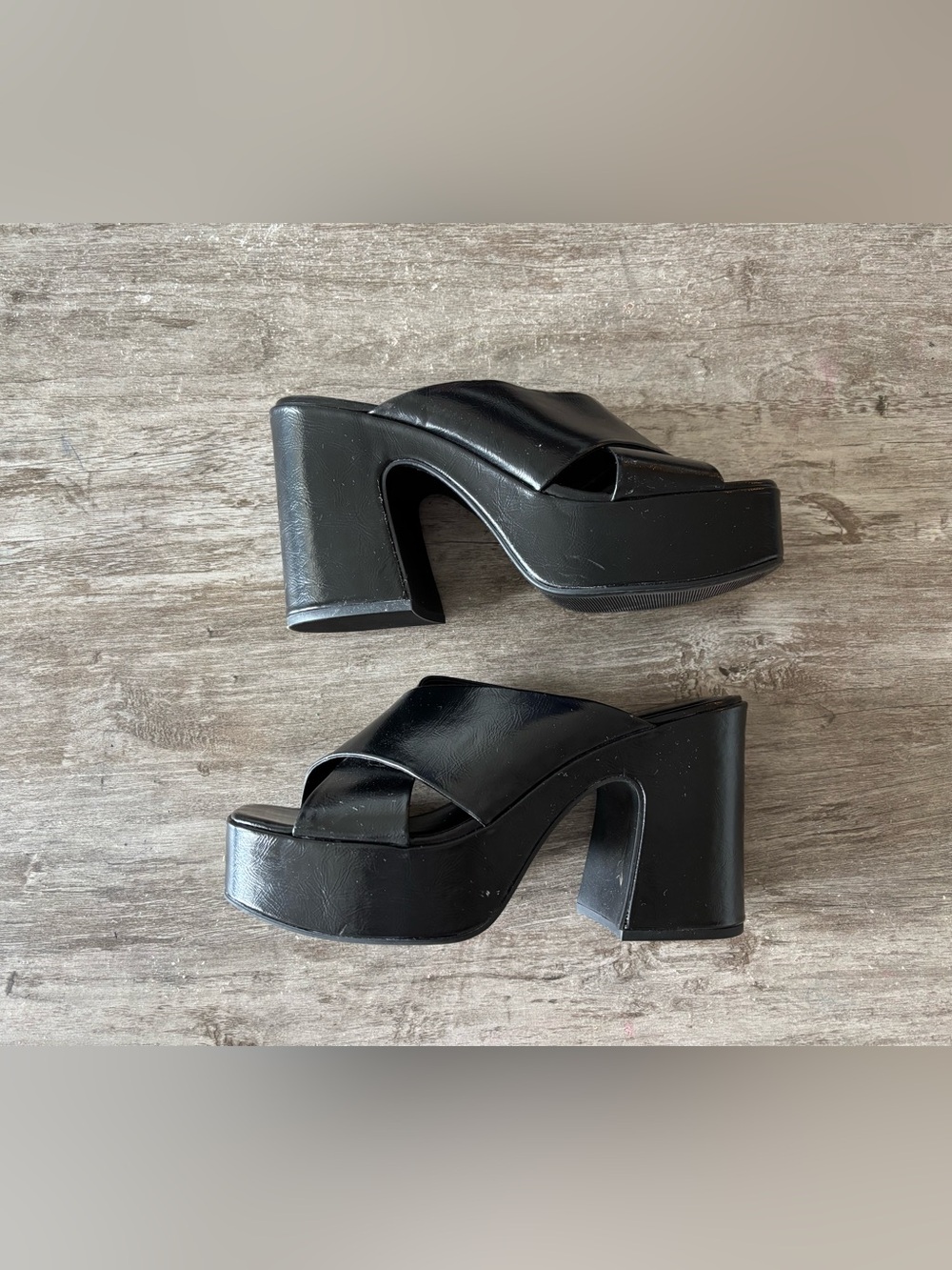 Vintage Y2K Soda Platform Heels Chunky Sandal Black Women 10 Grunge Gothic 90s